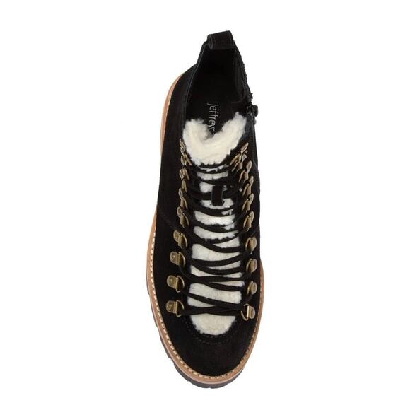 Jeffrey Campbell Stanley Black Suede Faux Fur Hiker Boots Lug Sole 9.5 - Picture 3 of 9
